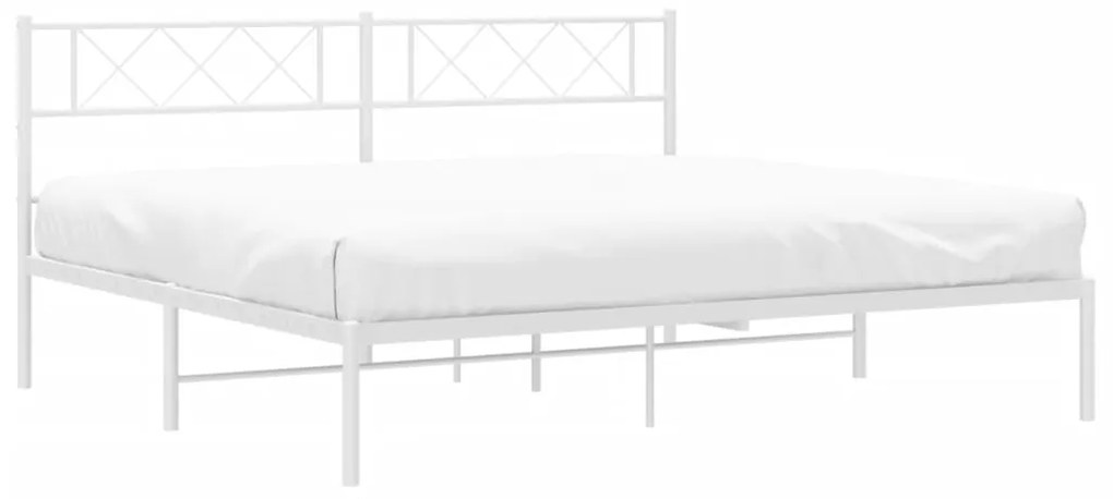 Estrutura de cama com cabeceira 193x203 cm metal branco