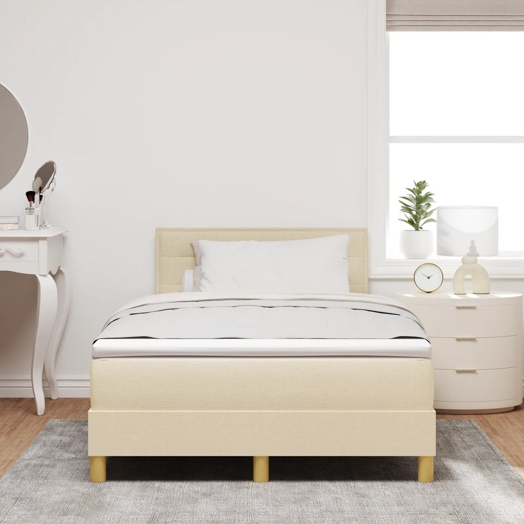 Cama Box Spring com Colchão Creme 120x200 cm Tecido