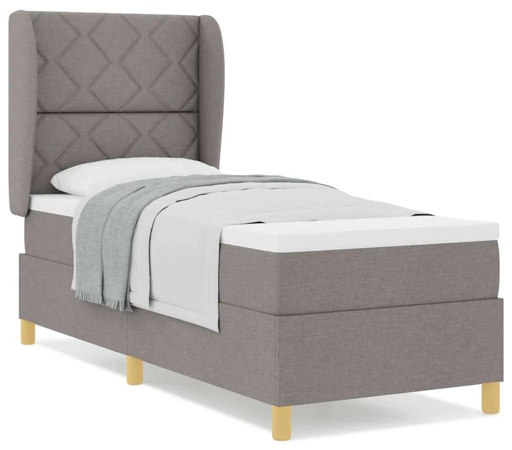 Cama Box Spring vidaXL com Colchão Taupe 80x200 cm Tecido