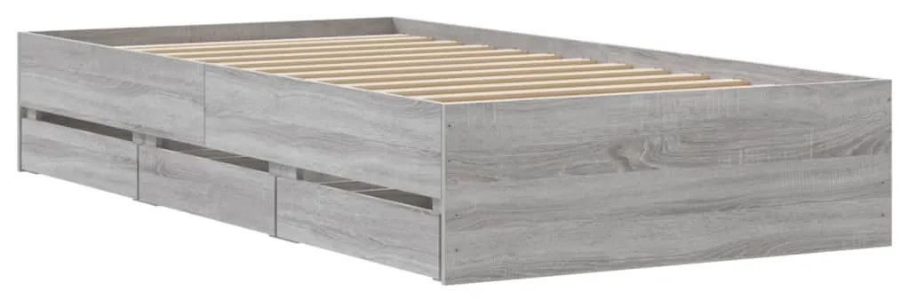 Estrutura de cama c/ gavetas derivados madeira cinza sonoma
