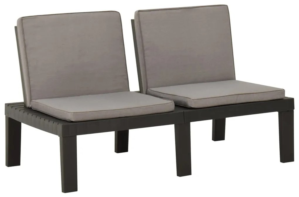 3 pcs conjunto lounge de jardim c/ almofadões plástico cinzento