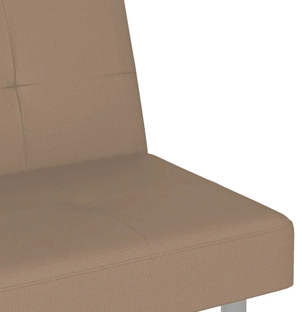 Sofá-cama c/ suporte para copos couro artificial cor cappuccino
