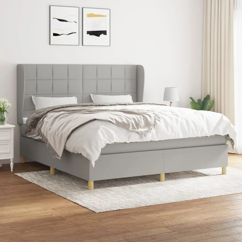 vidaXL Cama com molas/colchão 180x200 cm tecido cinzento-claro