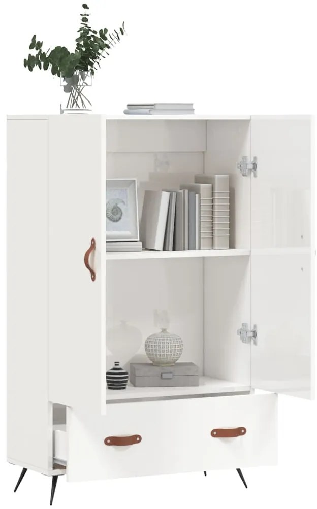 Aparador alto 69,5x31x115 cm derivados madeira branco brilhante