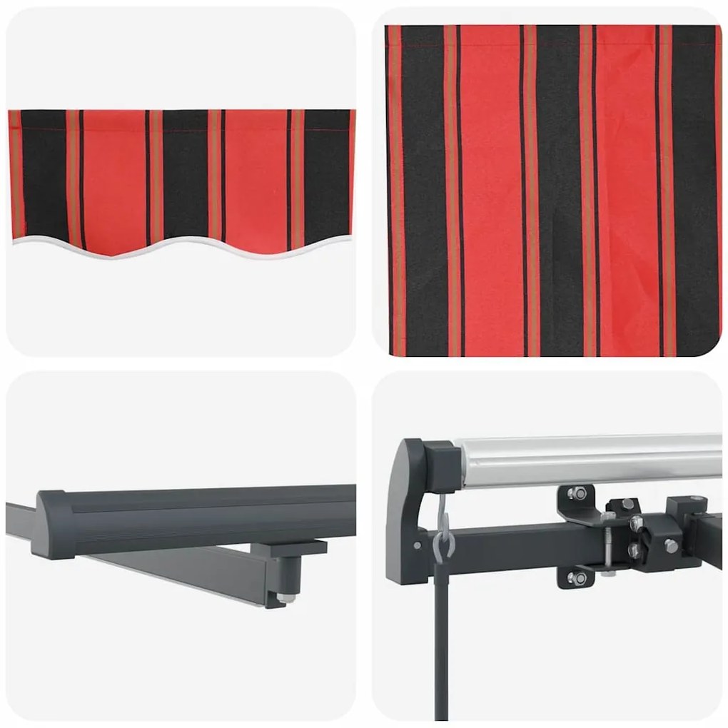Toldo Retrátil Manual com LED em Laranja e Marrom, 500x300 cm