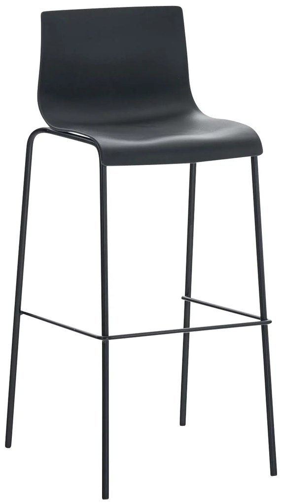 Conjunto de 2 bancos de bar Hoover em plástico e com estrutura preta 43 x 100 x 48 cm Preto