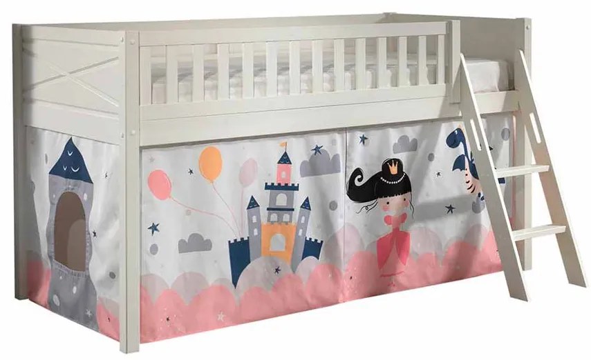 Conjunto cama alta Infantil SCOTT + cortina de brincar PRINCESA SOFIA Branca