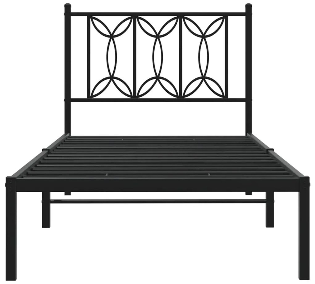 Estrutura de cama com cabeceira 90x200 cm metal preto