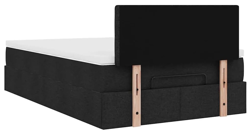 Cama otomana com colchão 120x190 cm tecido preto