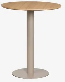 Mesa De Bar Redonda Em Mdf Xiren Ø70 Cm & Castanho Madeira Natural – Castanho Mocha - Sklum