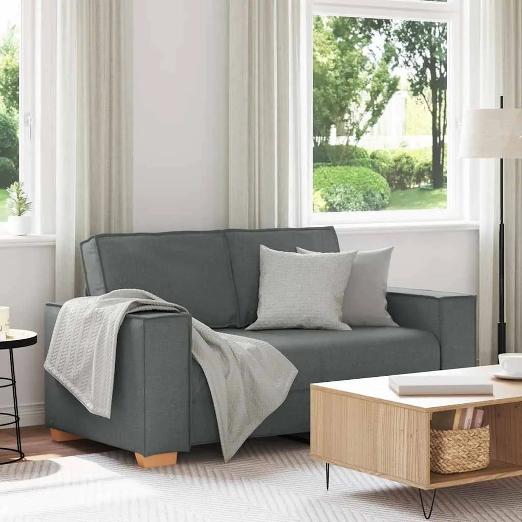 vidaXL Sofá de 2 lugares cinza escuro 120 cm tecido