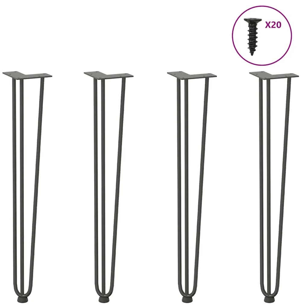 vidaXL Pernas de grampo para mesas de console para mesa de console 4 peças Antracite 72 cm Aço maciço