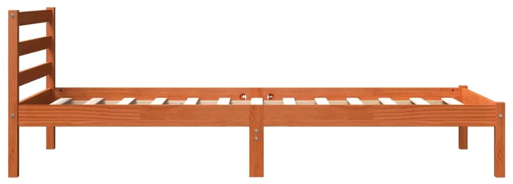 Estrutura de cama 90x200 cm madeira pinho maciça castanho cera