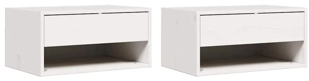 Mesa de Cabeceira Montada na Parede com gaveta 2 pcs Branco