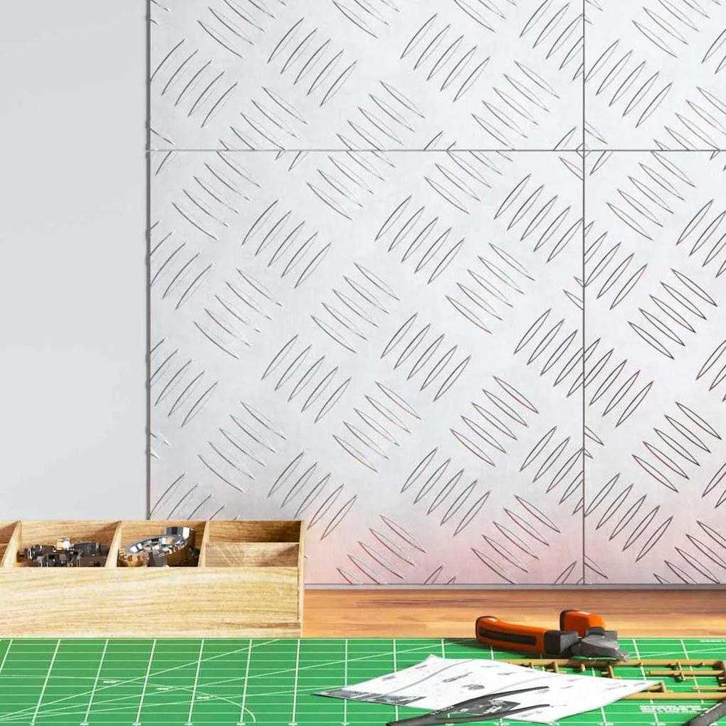 vidaXL Degrau Quadrado 4 pcs Prateado 30 x 30 cm Alumínio