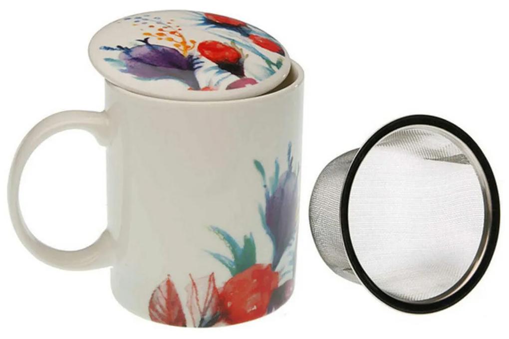 Chávena com Filtro para Infusões Versa Flowers Porcelana Grés (8 x 10 x 8 cm)