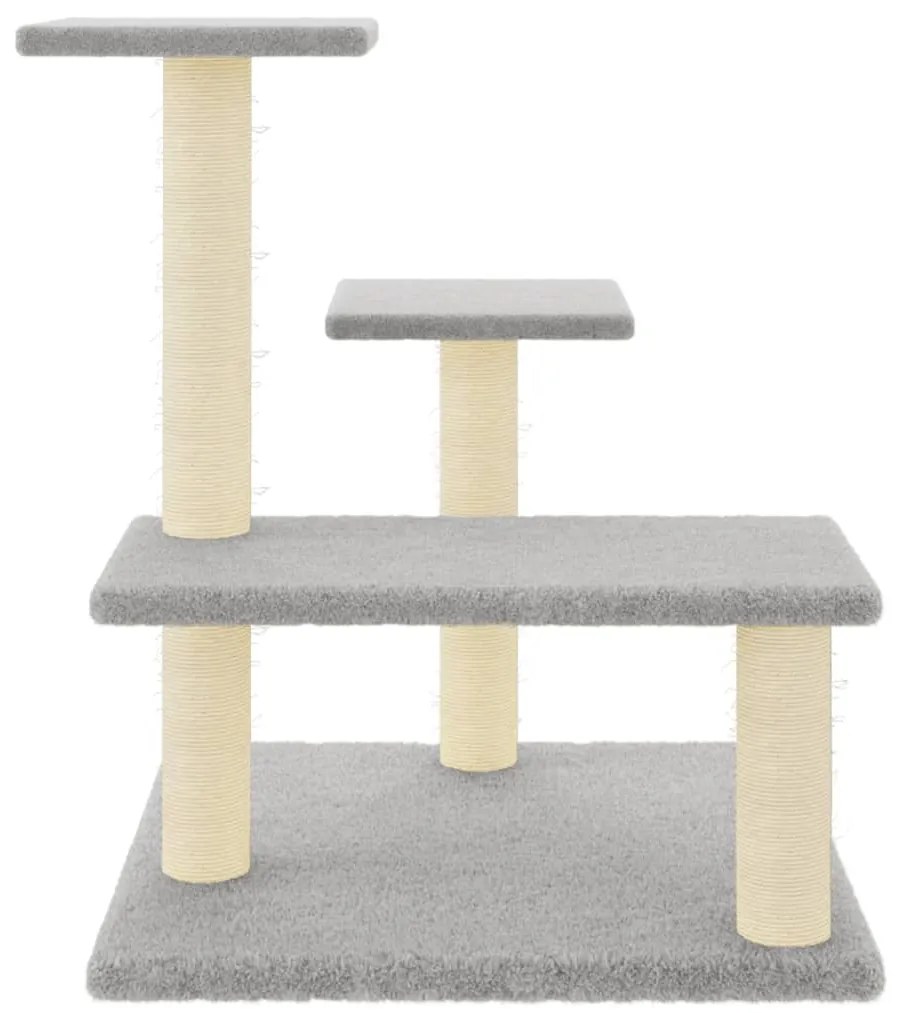 Árvore p/ gatos c/ postes arranhadores sisal 61 cm cinza-claro