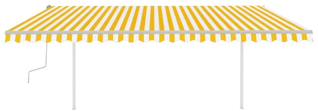 Toldo retrátil manual com luzes LED 5x3,5 m amarelo e branco