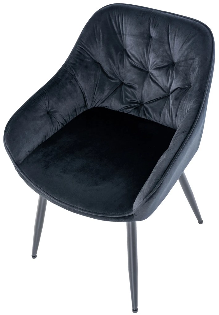 Cadeira de sala de jantar Cassis com estofo em veludo 81 x 56 x 58 cm Preto