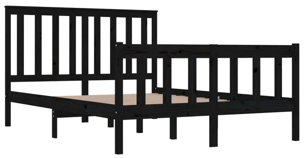 Estrutura de cama 140x190 cm madeira de pinho maciça preto