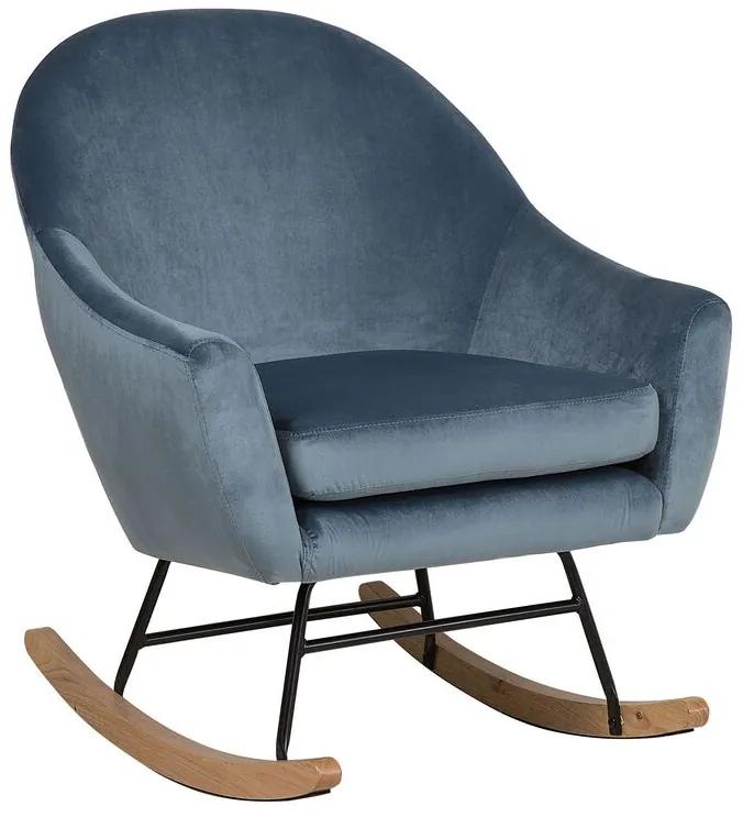 Cadeira de baloiço em veludo azul OXIE Beliani