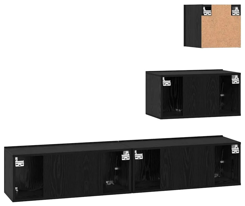 Gabinete de TV de Parede 4 pcs Carvalho preto 80 x 30 x 30.5 cm