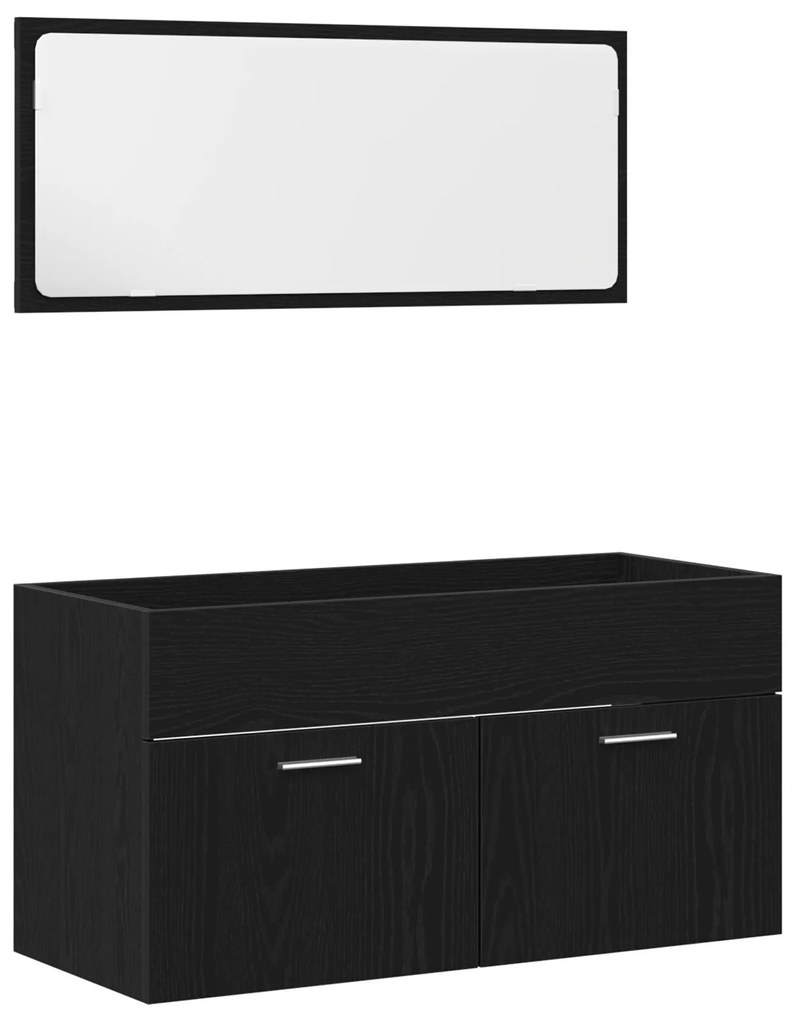 Conjunto de Móveis para Banheiro de 3 Peças Carvalho Preto Madeira Eng