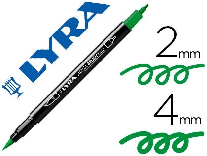 Marcador Lyra Aqua Brush Aguarelavel Dupla Ponta Fina e Pincel Verde