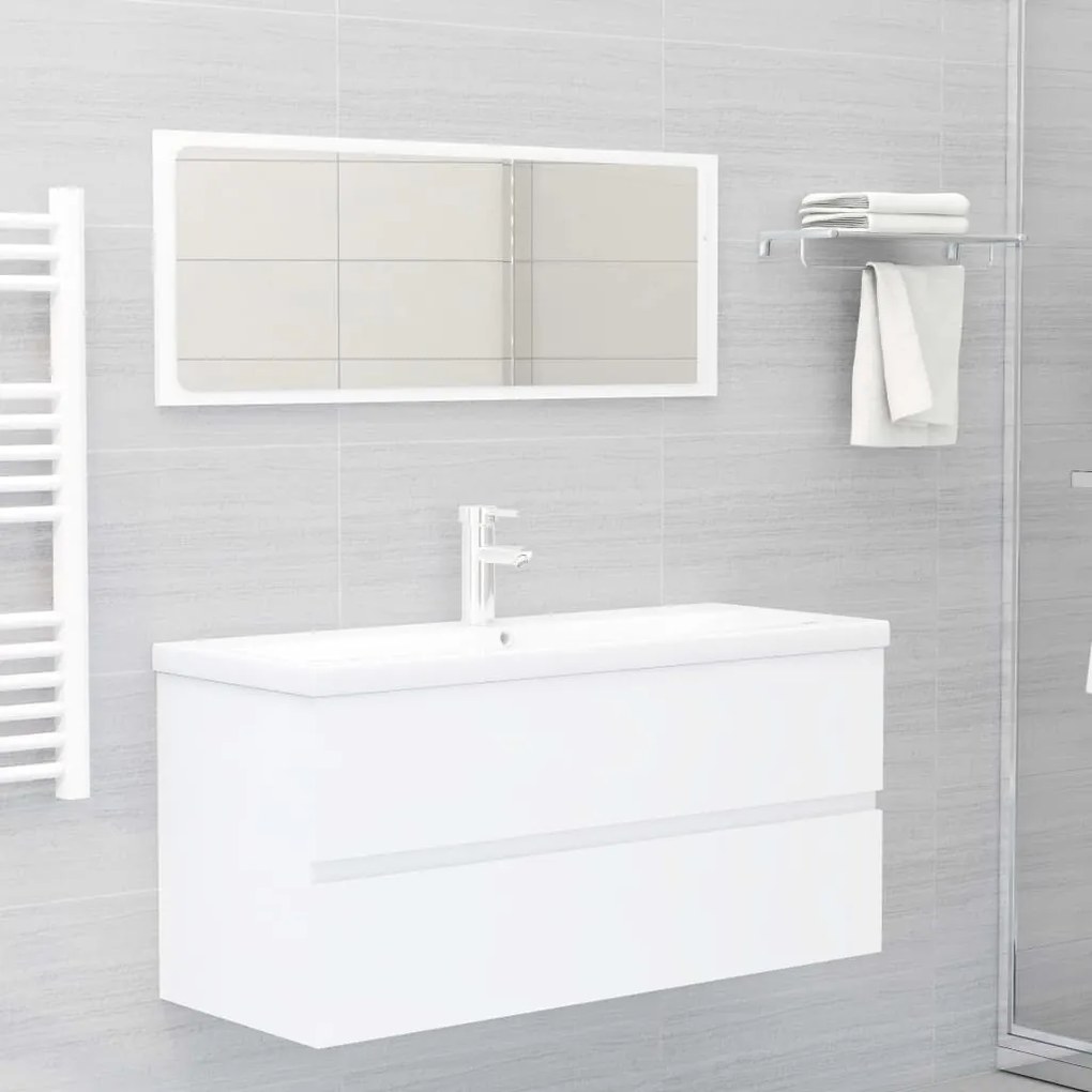 804899 vidaXL 2 pcs conjunto de móveis de casa de banho contraplacado branco