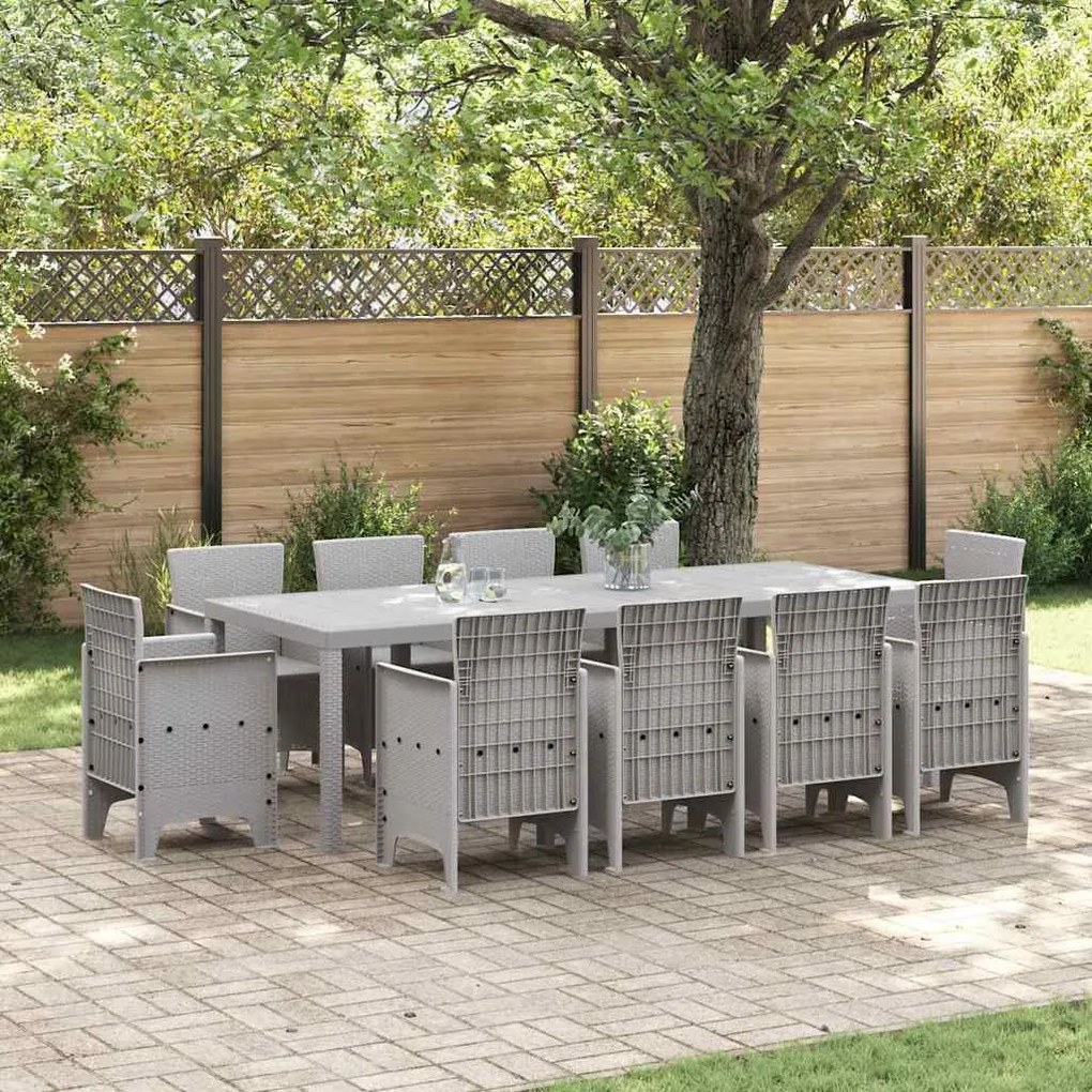 vidaXL Conjunto de Jantar para Jardim 11 pcs Cinzento-claro Largo