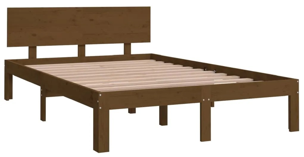 Estrutura cama pequena de casal 120x190 cm madeira castanho-mel