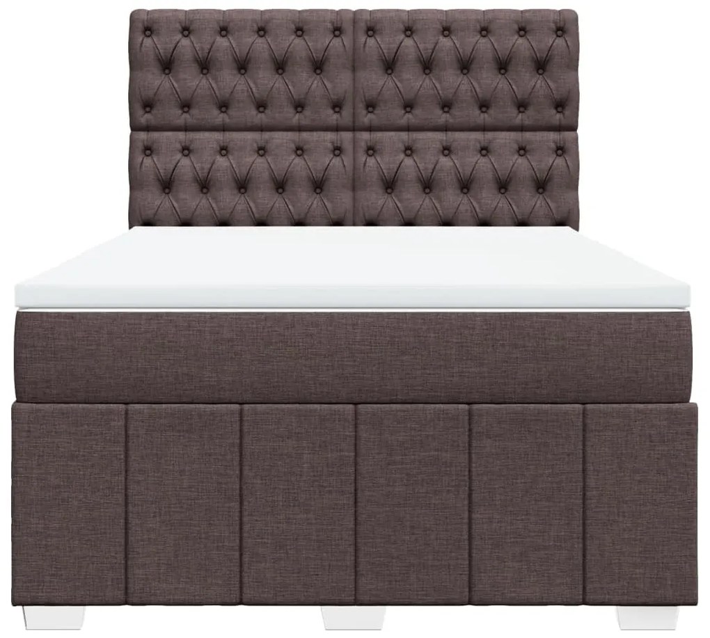 Cama com molas/colchão 160x200 cm tecido castanho-escuro