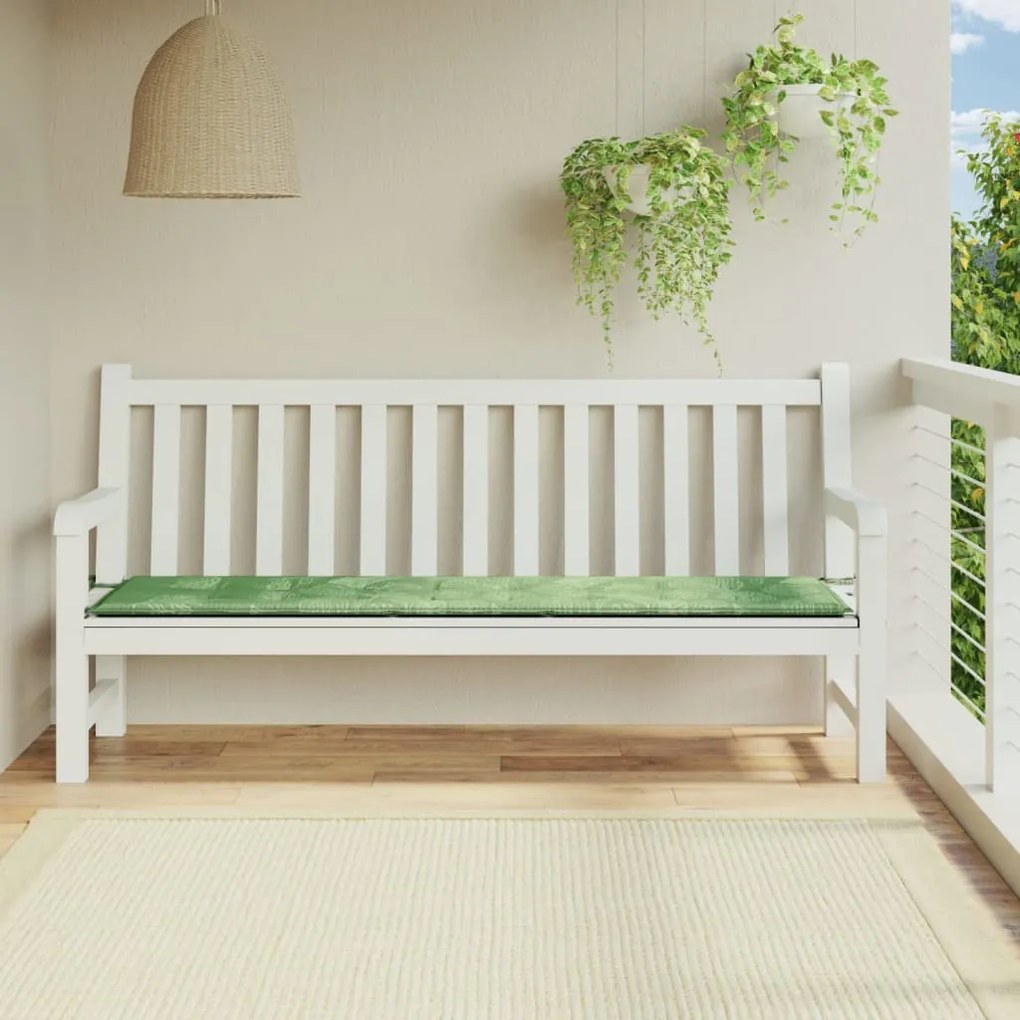 vidaXL Almofadão para banco de jardim 200x50x4 cm tecido padrão folhas