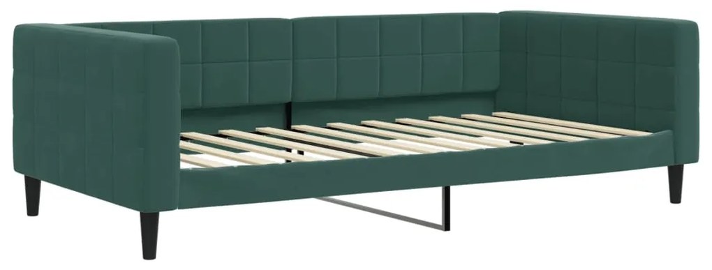 Sofá-cama com colchão 100x200 cm veludo verde-escuro