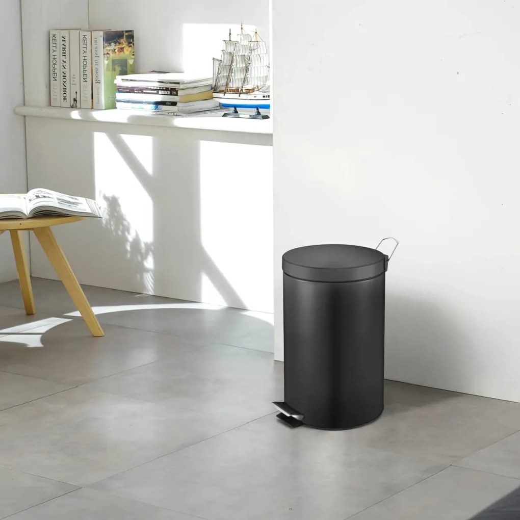 440072 EKO Caixote do lixo com pedal Classic 12 L preto