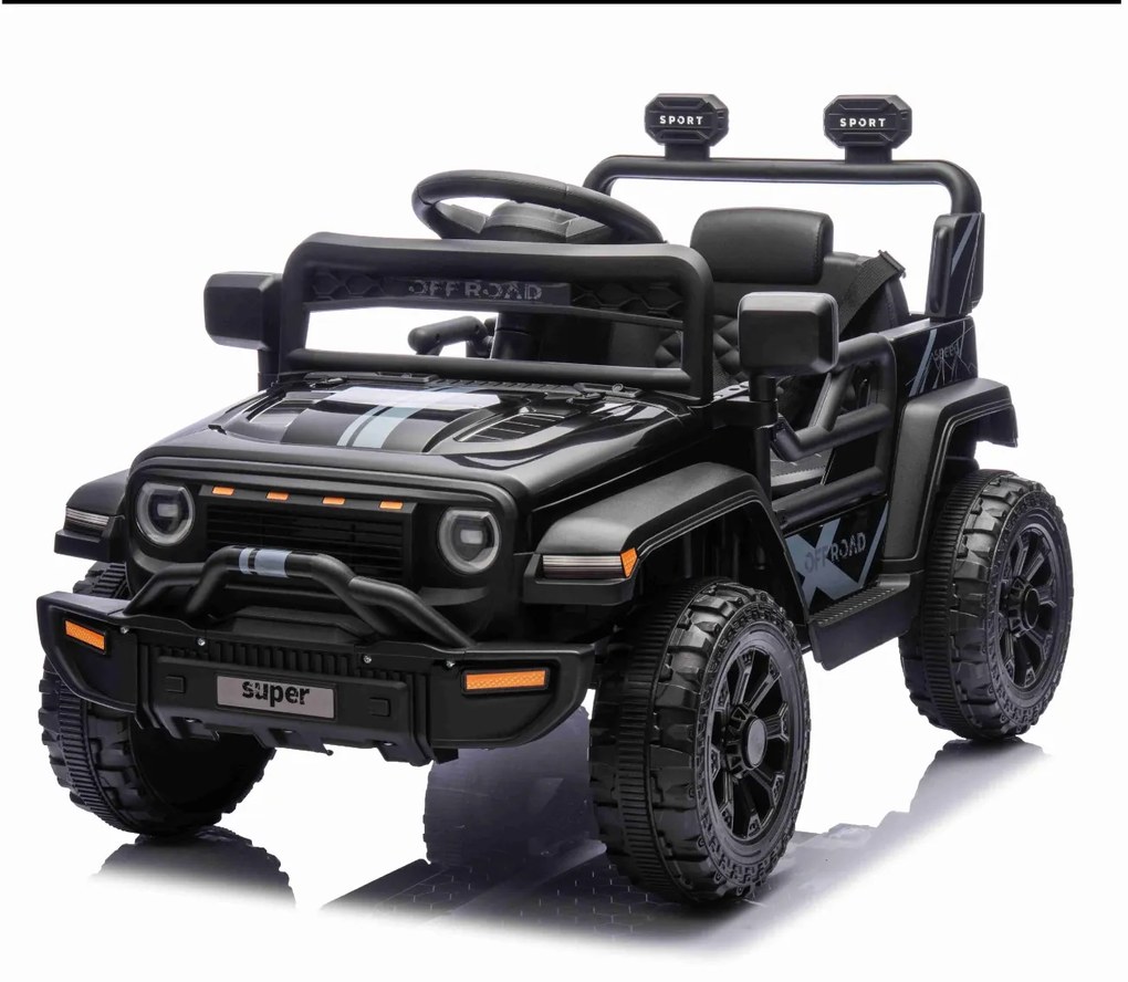 Jipe elétrico para crianças OFFROAD NEW, bateria de lítio, chassis alto, banco largo, suspensão nas rodas traseiras, controlo remoto de 2,4 GHz, leito