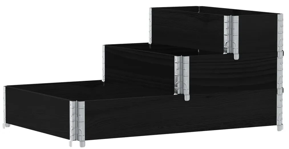 Canteiro elevado de 3 níveis 120x80 cm pinho maciço preto