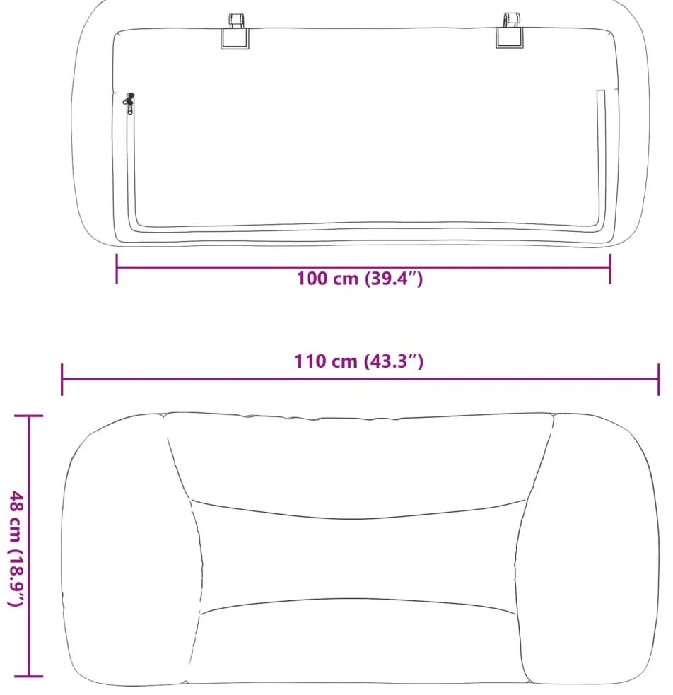 Almofadão de cabeceira 100 cm couro artificial castanho