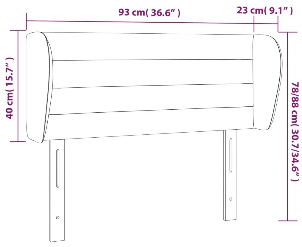 Cabeceira de cama c/ abas veludo 93x23x78/88 cm cinzento-escuro