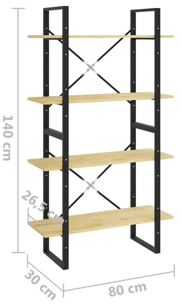 Estante com 4 prateleiras 80x30x140 cm pinho maciço