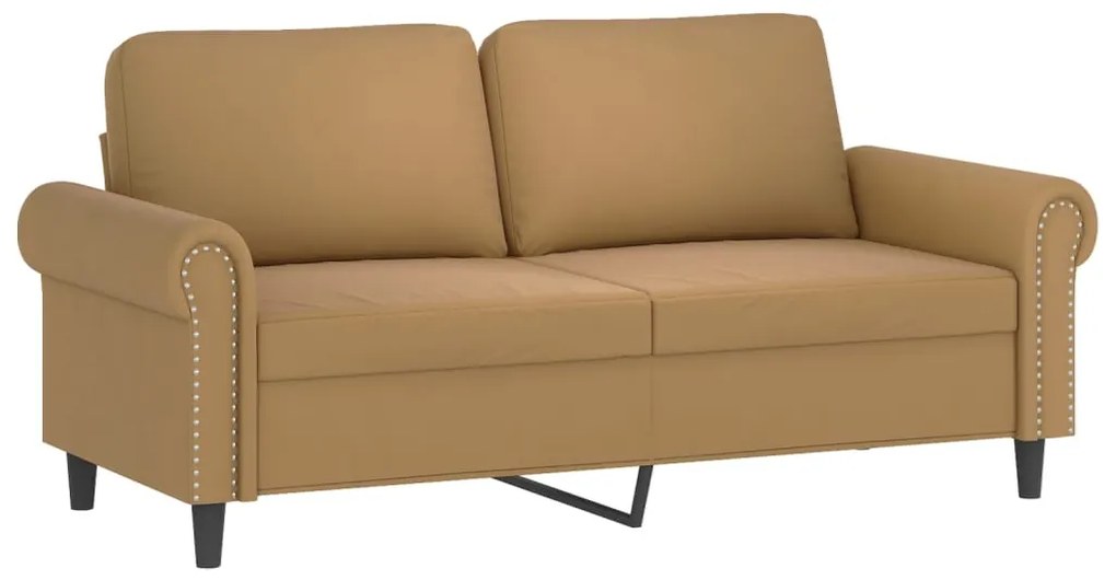 2 pcs conjunto de sofás com almofadões veludo castanho