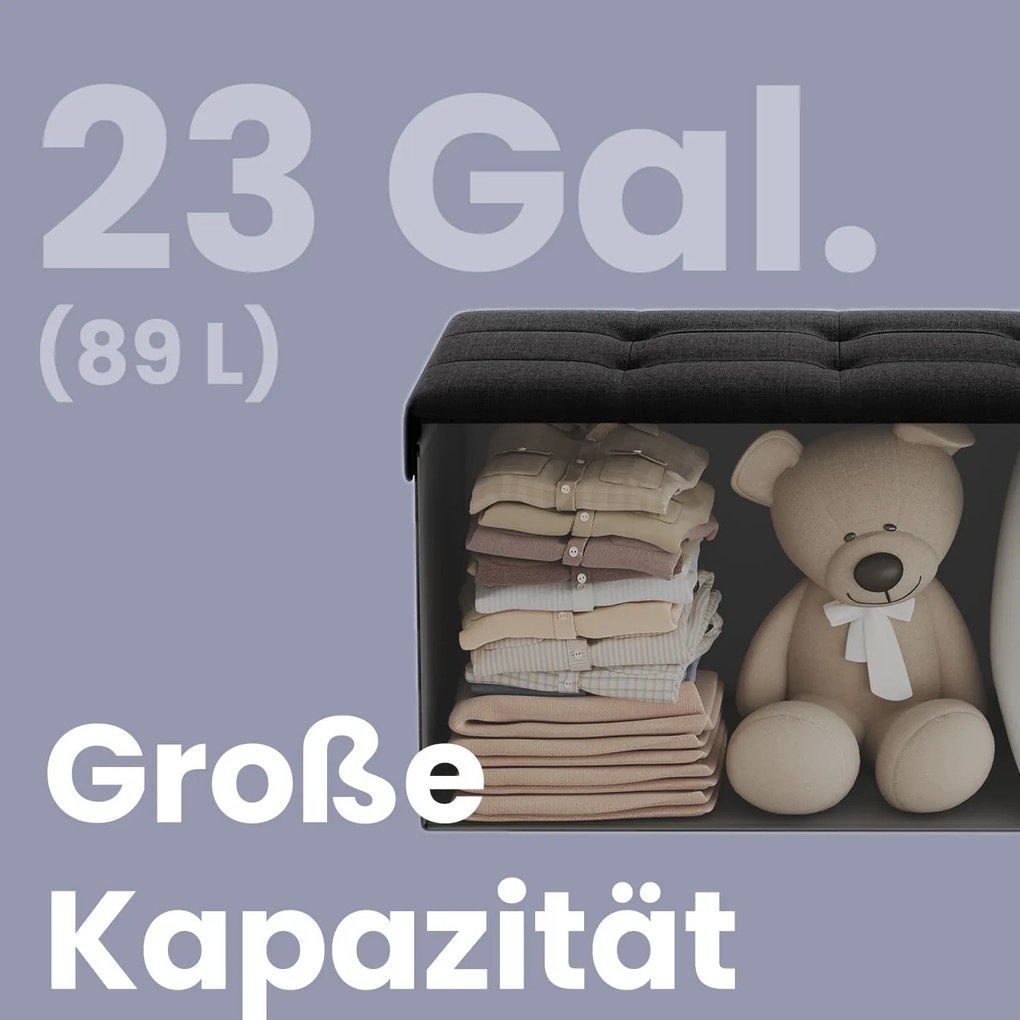 Banco com espaço de arrumação, 38 x 76 x 38 cm preto 