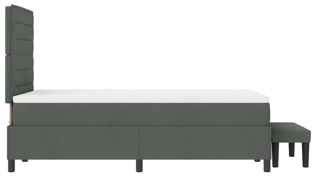 Cama Box com Colchão &amp; Banco Cinza Escuro 120x200 cm Tecido