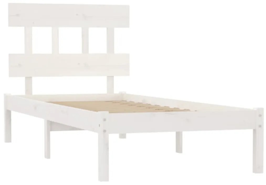 Estrutura de cama solteiro 90x190 cm madeira maciça branco