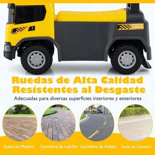 Andarilho carro de bombeiros para crianças com luzes, sirenes e música com arrumação debaixo do assento para crianças a partir dos 18 meses Amarelo