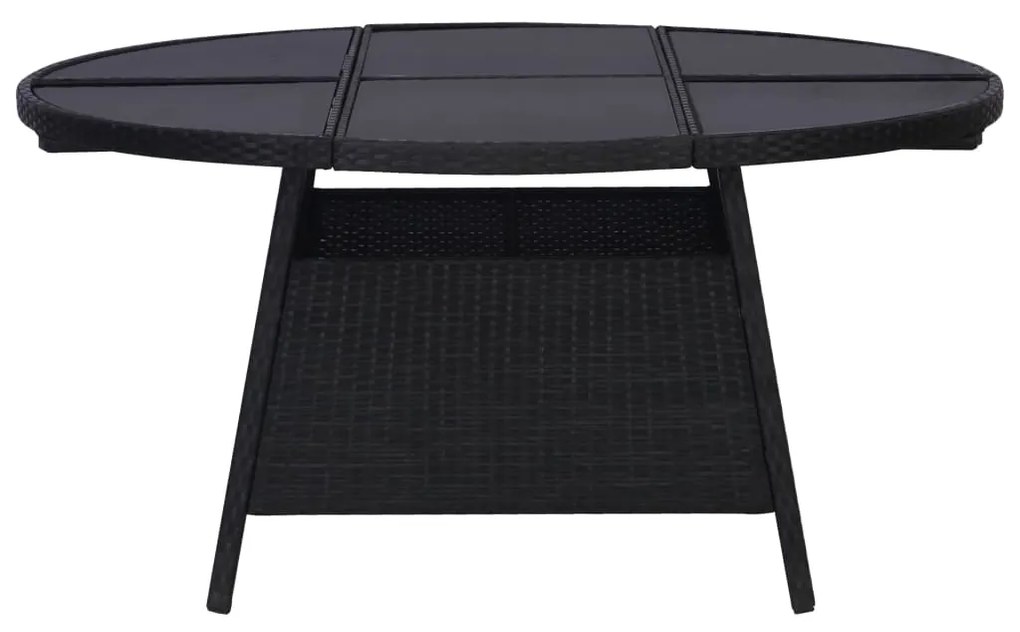 9 pcs conjunto jantar exterior com almofadões vime PE preto