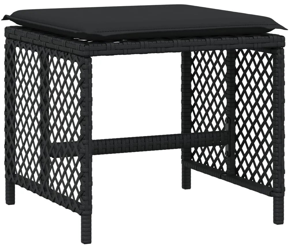 11 pcs conjunto de jantar p/ jardim c/ almofadões vime PE preto