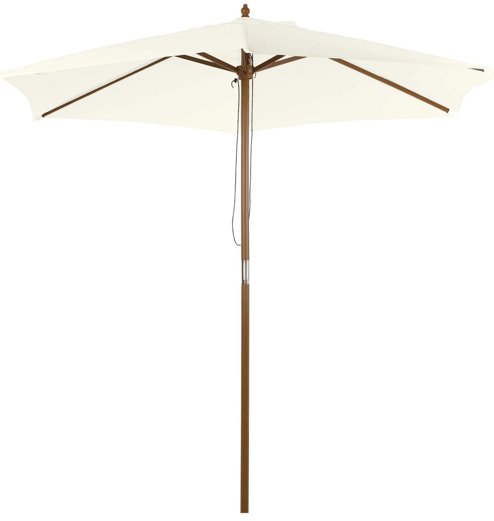 Chapéu de Sol Ø250x230cm Chapéu de Sol com Mastro de Madeira com 6 Has