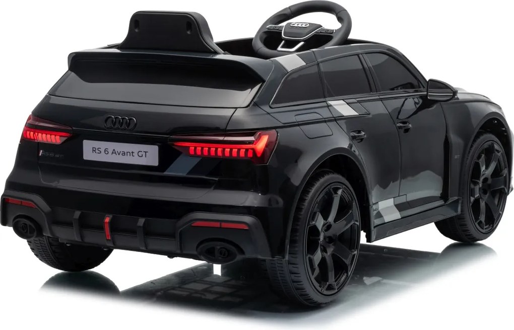 Carro elétrico para Crianças 12V 4x4 Audi RS6 Avant GT Rodas de espuma EVA, Assento Couro ecológico Preto