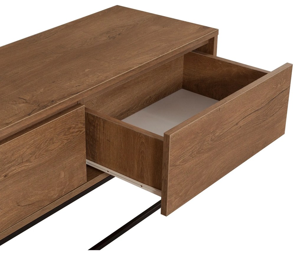 Conjunto de Mobiliário de Sala de Estar Laxus – Nogueira/Preto – TV: 1